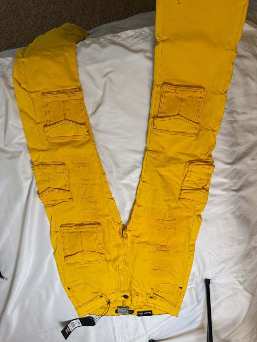 Vintage Cascade Fire Equipment Wildland Pants Mens 32x34 Yellow Cargo Flame-Resi